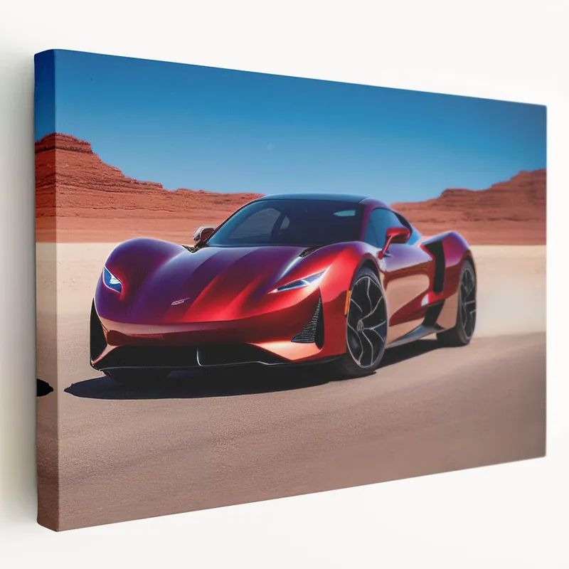 Fiery Red Supercar Wall Art - Modern Exotic Sports Car Canvas Print Luxury