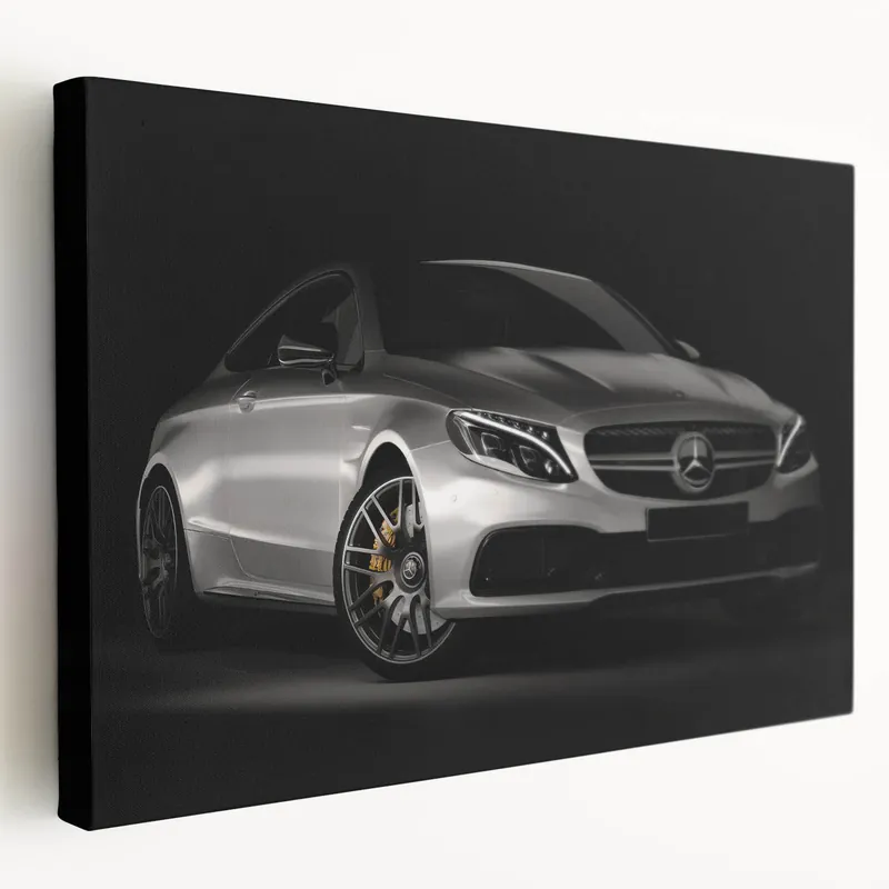 Luxury Silver Mercedes-Benz Wall Art - Elegant Sports Car Canvas Print Premium