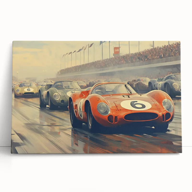 Classic Racing Car Wall Art - Vintage Speedway Canvas Print Money Back Guarantee