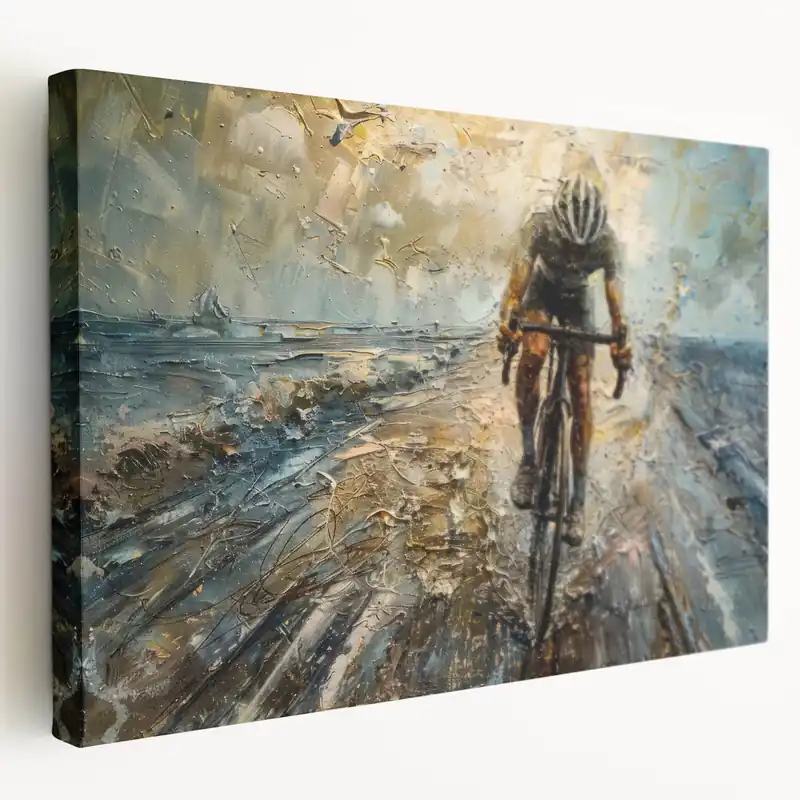 Wholesale Dynamic Cyclist Wall Art - Abstract Athletic Cycling-Themed Print