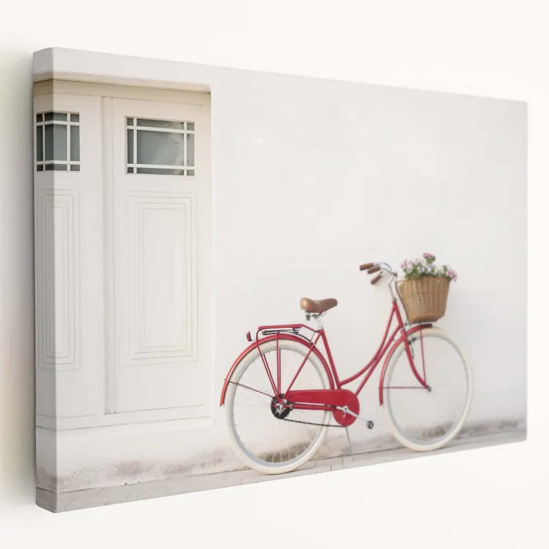Minimalist Red Bicycle Art - Elegant Cycling-Themed Wall Decor Handmade