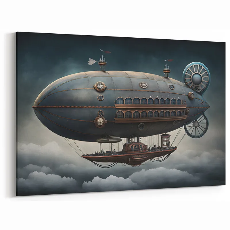 Steampunk Dirigible Canvas Print | Vintage Airship Wall Art Decor Mega Sale