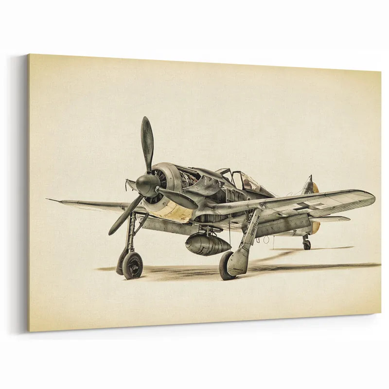 Price Drop WWII Fighter Plane on Sepia Background Canvas Print