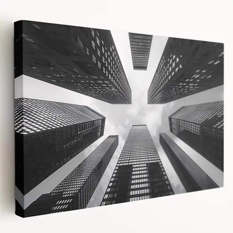 Warranty Included Modern Skyscraper Wall Art - Black & White Urban Skyline Prints
