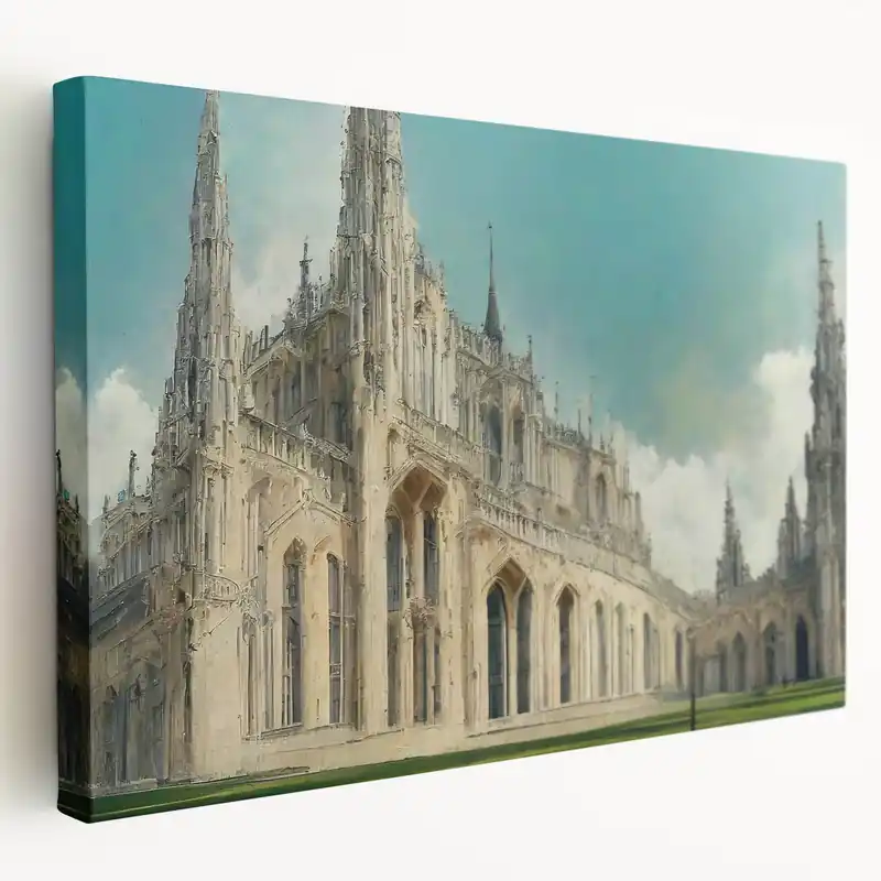 Money Back Guarantee Gothic Cathedral Exterior - Majestic Church Art for Religious Decor