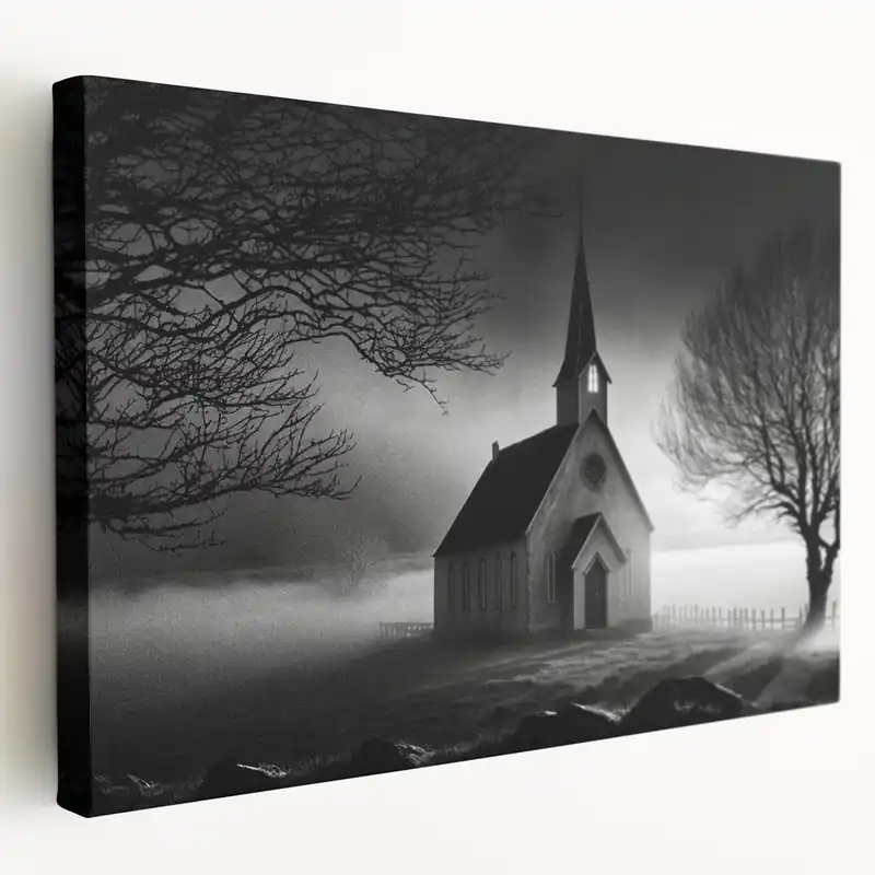 Limited Time Gothic Church in Mist - Spiritual Christian Wall Art for Home Decor
