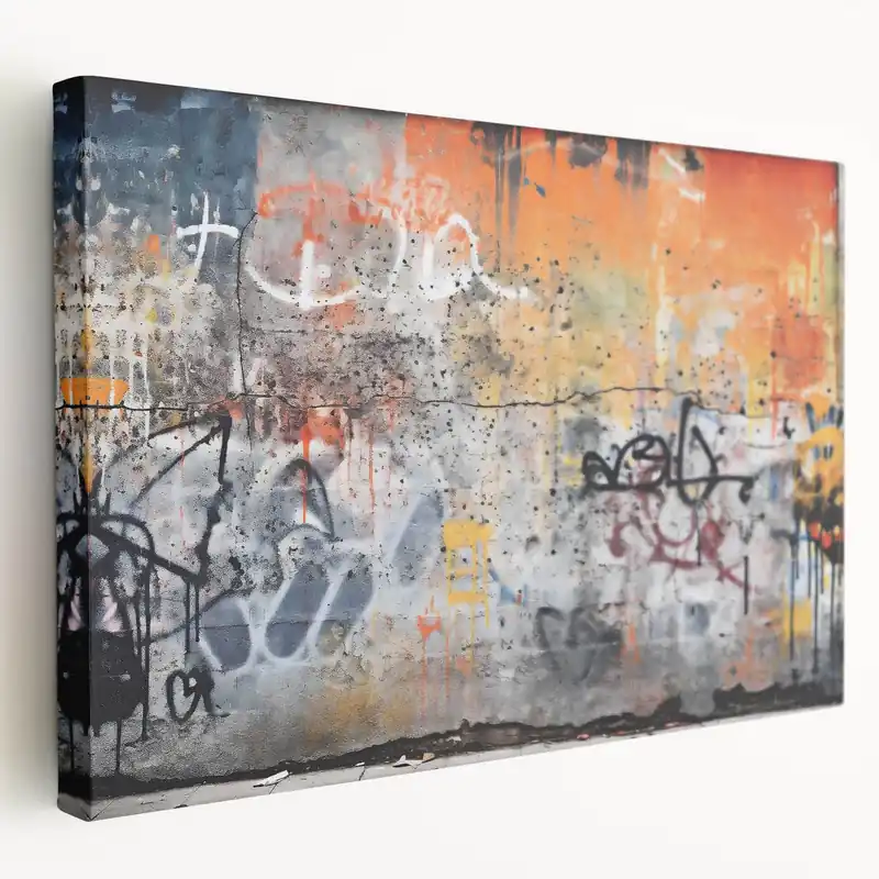 Authentic Masonry Wall Art - Urban Graffiti on Stone Wall Canvas Print