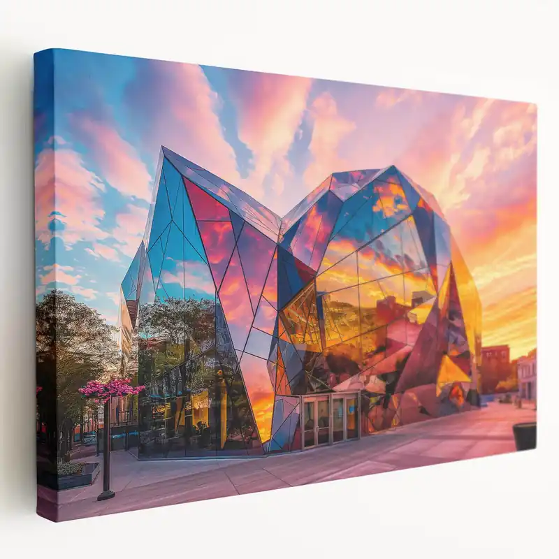 Modern Museum Architecture Art - Sunset Reflection Canvas Print Limited Edition