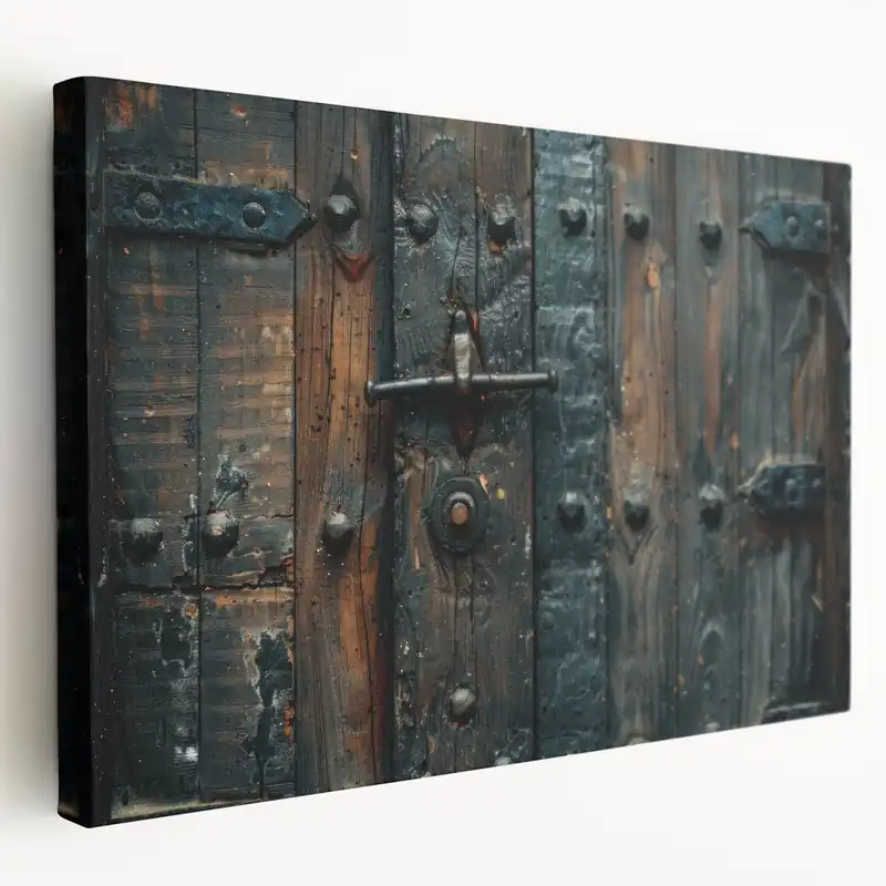 Crafted Industrial Hardware Wall Art - Rustic Iron Door Handle Canvas Print