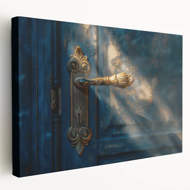 Elegant Vintage Hardware Wall Art - Brass Door Handle Canvas Print Modern