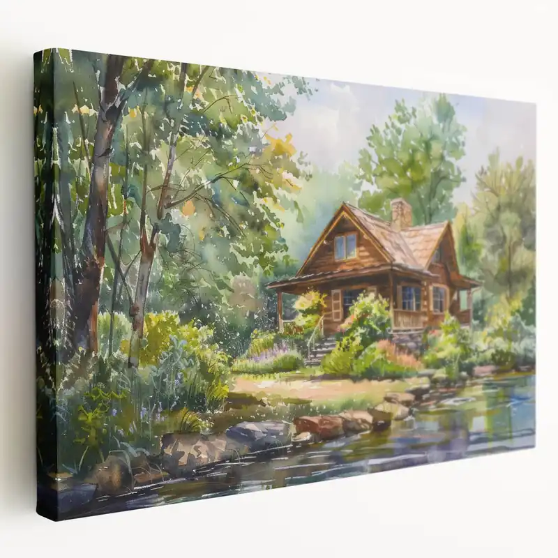 Charming Woodland Cottage Wall Art - Rustic Framed Print Wholesale
