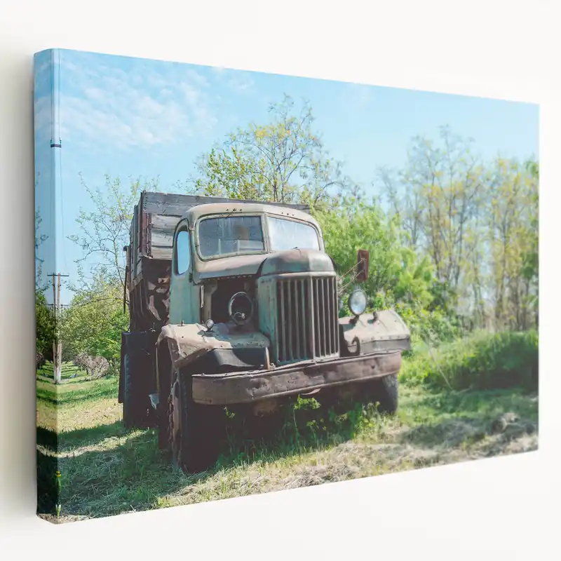 Fresh Stock Dereliction Wall Art - Abandoned Vintage Truck, Urban Decay Canvas