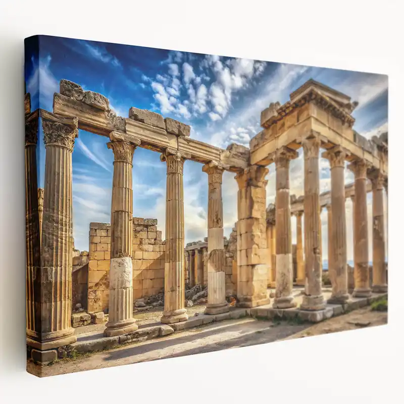 Ancient Ruins Columns Art - Dramatic Sky & Stone Canvas Print In Demand