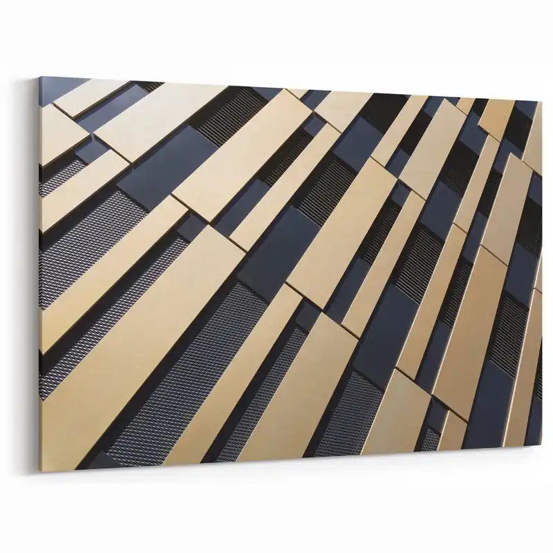 Gold and Black Geometric Panel Art - Modern Architectural Print Editor’s Pick
