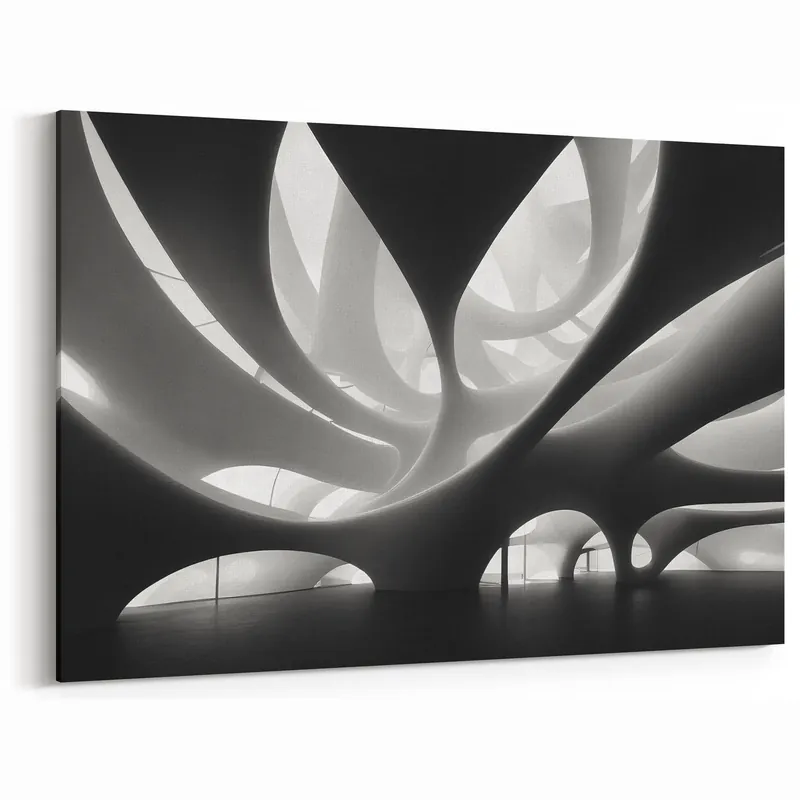 Final Sale Organic Architectural Forms Art - Surreal Monochrome Canvas Print