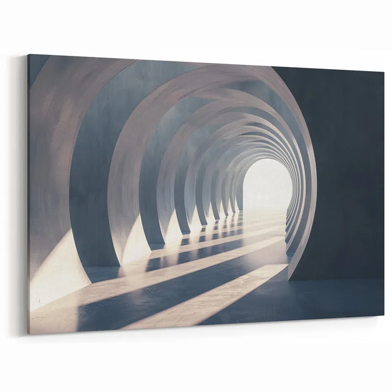 Deal Contemporary Arches Wall Art - Modern Blue and White Abstract Print