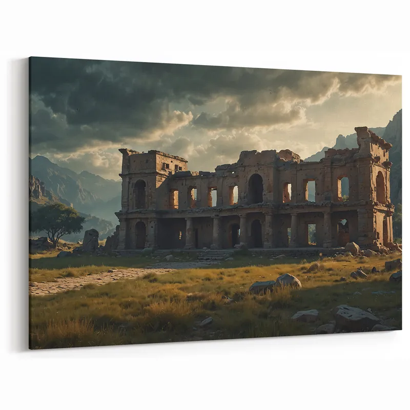 Ancient Ruins Wall Art - Abandoned Stone Mansion in Mountain Valley Direct From Factory