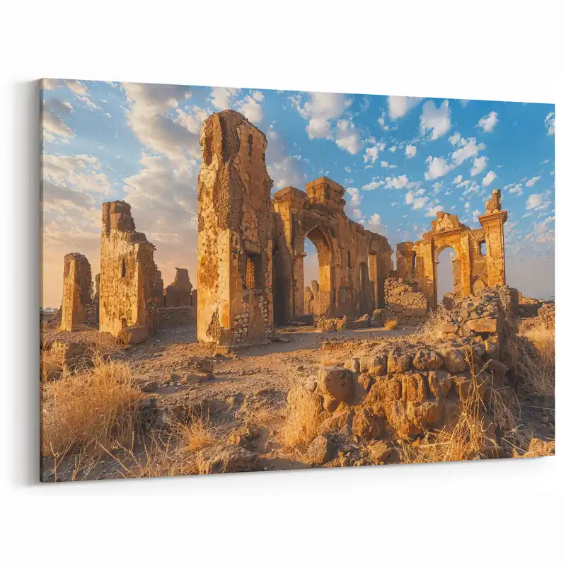 Price Cut Ancient Desert Ruins Wall Art - Crumbling Arches at Sunset Canvas