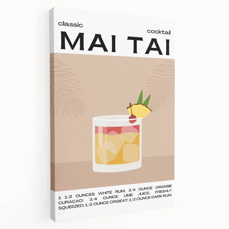 No Minimum Order Mai Tai Cocktail - Bar Wall Art for Kitchen or Lounge