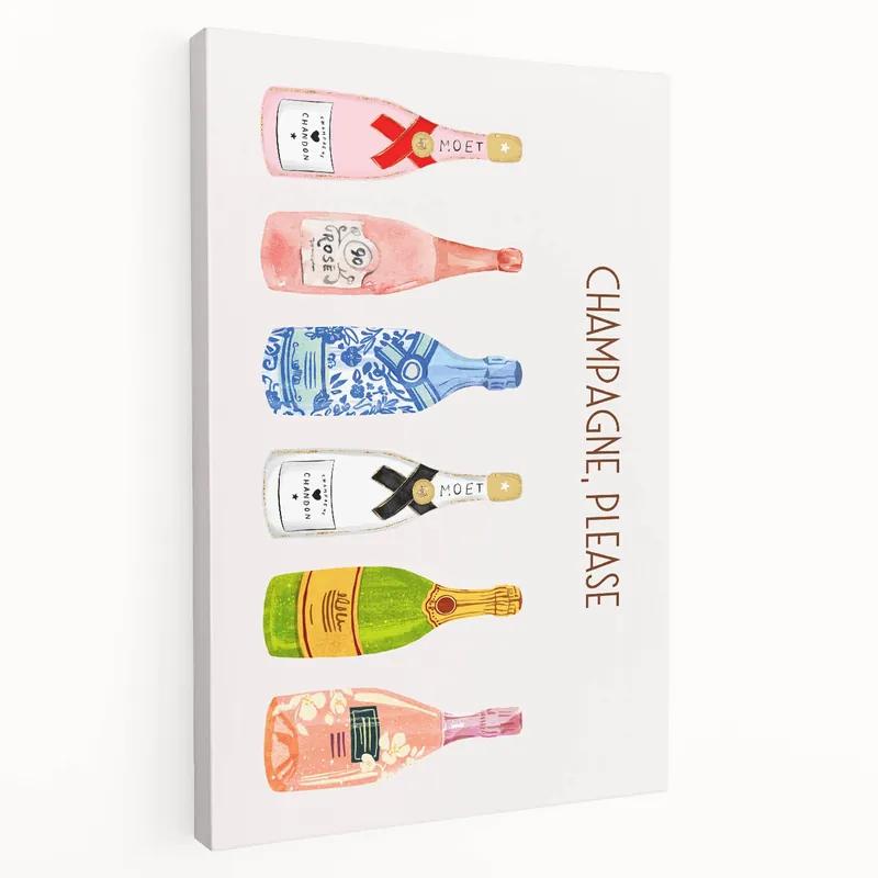 Free Returns Chic Champagne Art Print - Bar & Kitchen Wall Decor