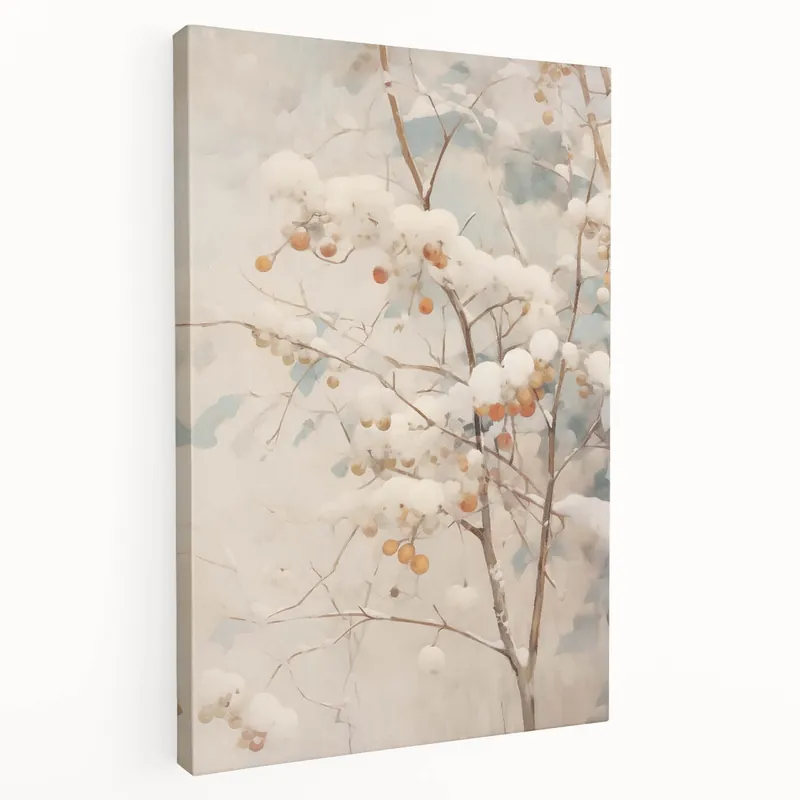 Snowy Landscape Wall Art – Winter Berry Botanical Canvas Print Trusted Brand