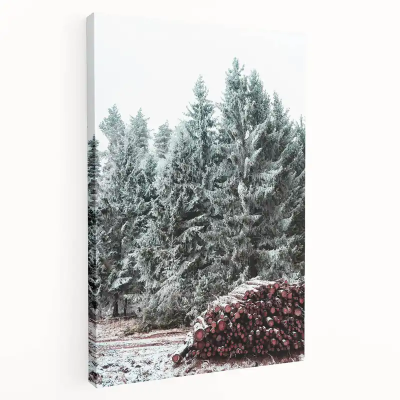 Snowy Pine Forest - Winter Scene Wall Art Winter Canvas Print Viral