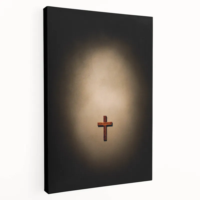 Minimalist Cross Spring Wall Art - Wooden Faith Canvas Print Bargain