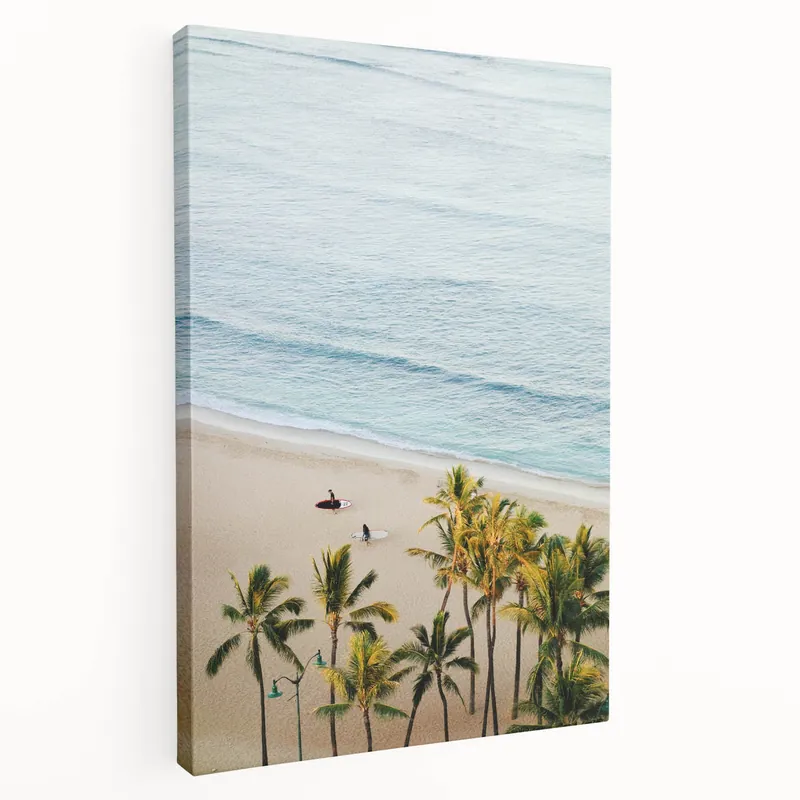 In Demand Surfers on the Beach - Summer Wall Art with Palm Trees