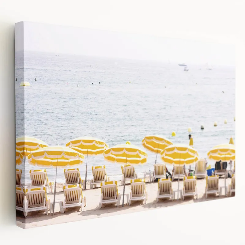 Premium Vibrant Yellow Beach Umbrellas – Summer Coastal Wall Art