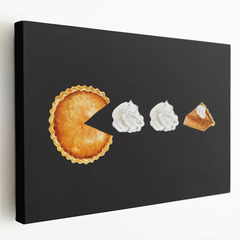 Pumpkin Pie Pac-Man - Funny Fall Wall Art and Autumn Canvas Print Top Rated
