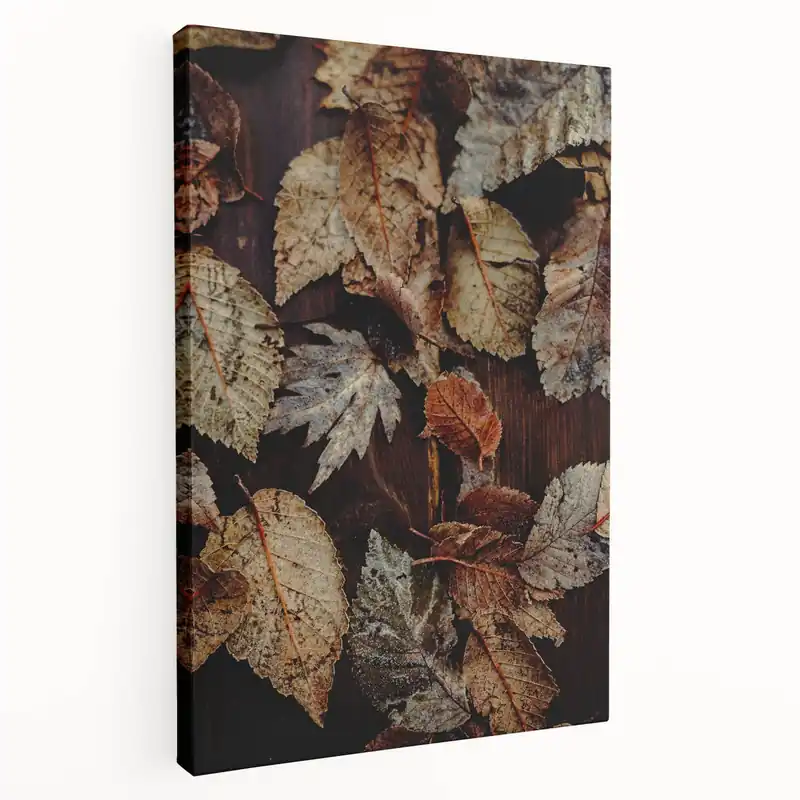 Premium Frosted Autumn Leaves – Fall Wall Art for Rustic Seasonal Decor