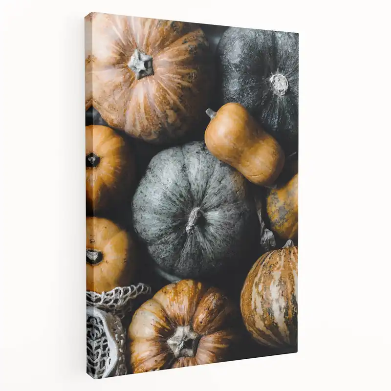 Rustic Gray & Orange Pumpkins – Fall Wall Art Print Fresh Stock