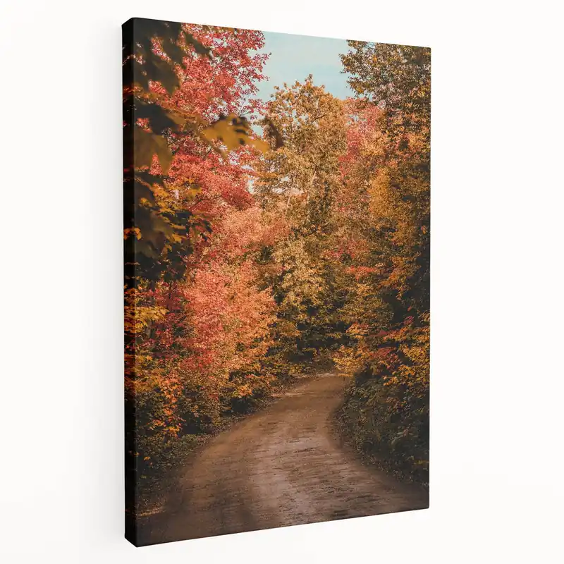 Scenic Autumn Road – Fall Wall Art with Vibrant Foliage Direct From Factory