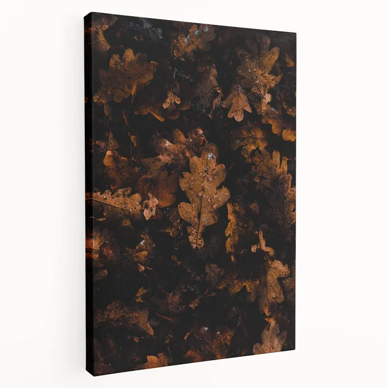 Special Discount Fallen Oak Leaves Fall Wall Art – Autumn Canvas Nature Print