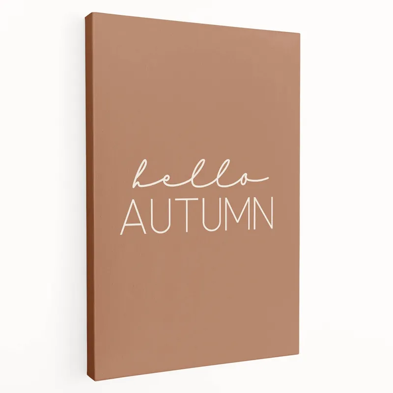 Minimalist Hello Autumn Wall Art - Fall Canvas Art for Cozy Decor Price Drop