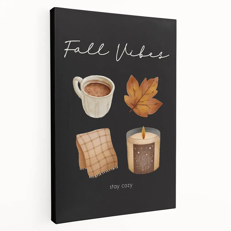 Deal Cozy Fall Vibes Wall Art - Autumn Canvas Art for Warm Seasonal Decor