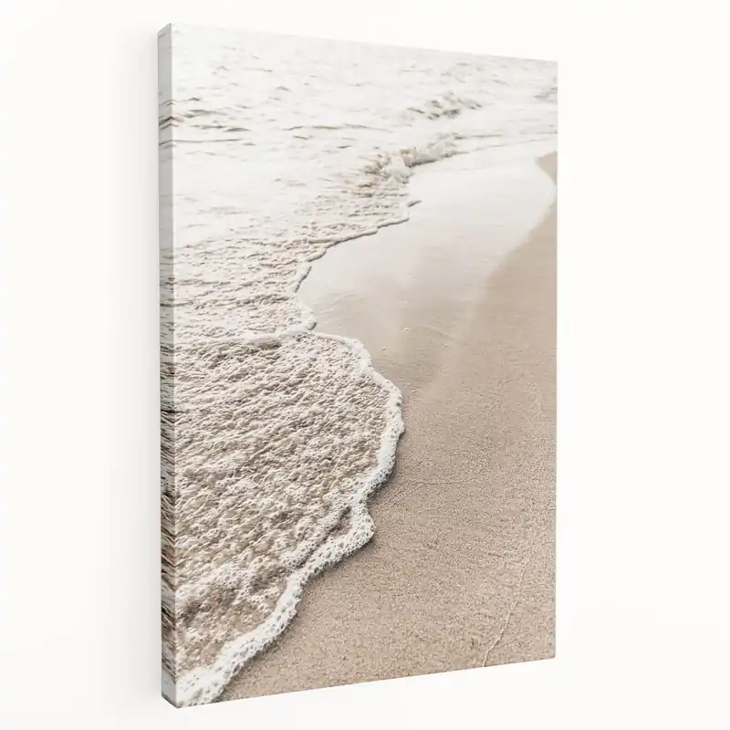 Sunset Canvas Art - Ocean Waves on Sandy Beach Handmade