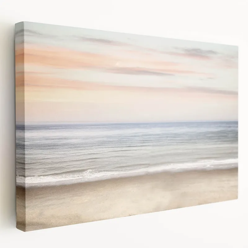 One Day Deal Sunset Canvas Art - Calm Ocean Horizon with Pastel Sky Print