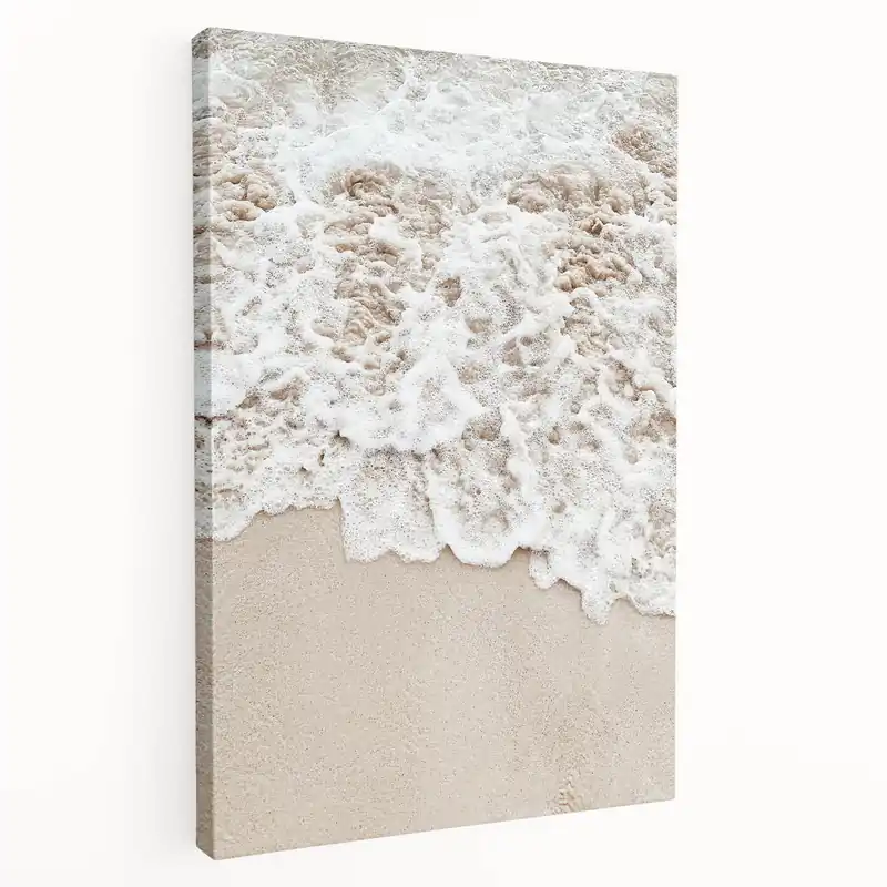 Fast Shipping Beach Decor Prints - Foamy Ocean Waves on Sand Coastal Canvas