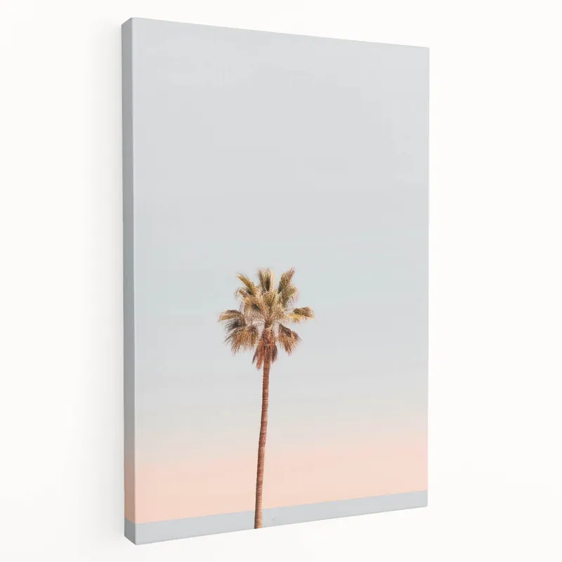 Summer Scenery Canvas – Palm Tree with Soft Pastel Sky Free Returns