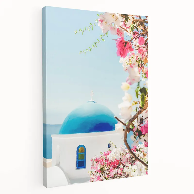 Santorini Bloom - Summer Scenery Canvas Wall Art Viral