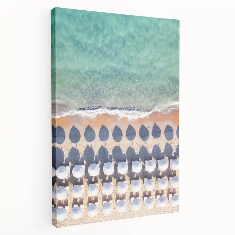 Professional Grade Tropical Wall Art - Beach Umbrella Shadows Aerial Summer Print