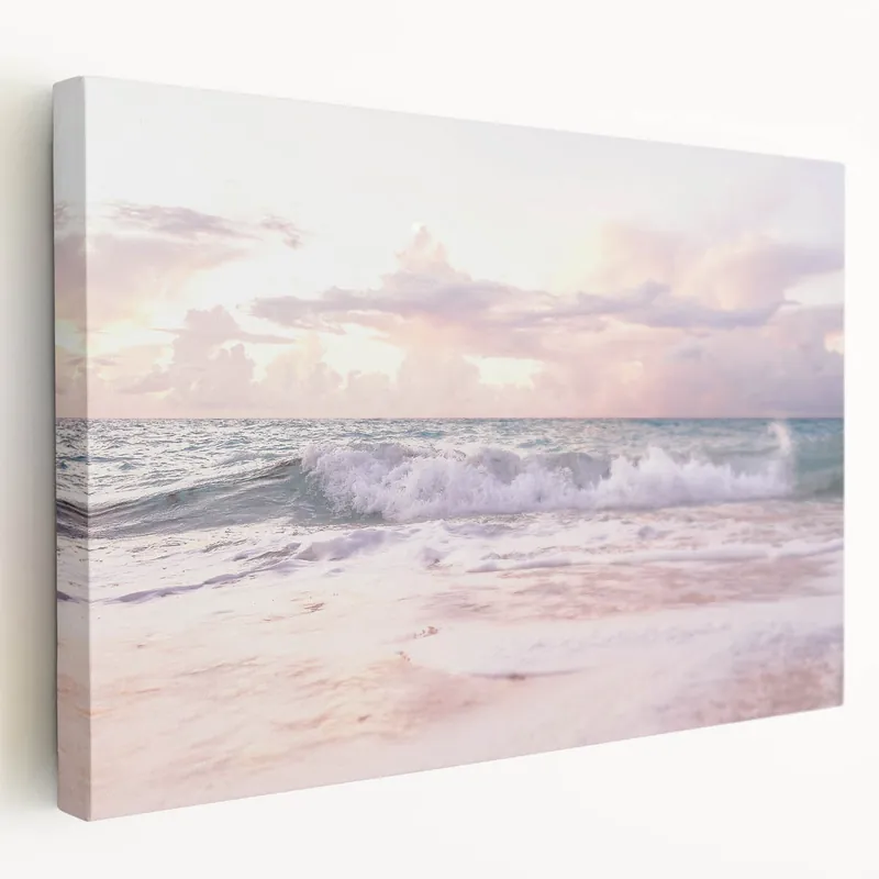Pastel Beach Canvas - Gentle Waves and Soft Sunset Wall Art Grab Now