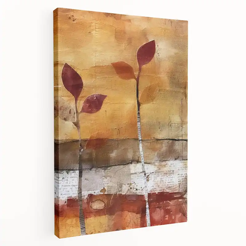 Hot Picks Rustic Fall Leaves Wall Art - Abstract Autumn Decor with Warm Tones