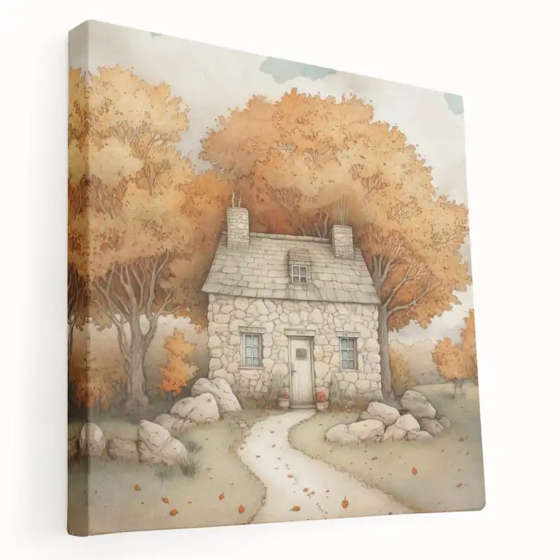 Fast Shipping Autumn Cottage Retreat - Fall Wall Art Cozy Rustic Seasonal Print