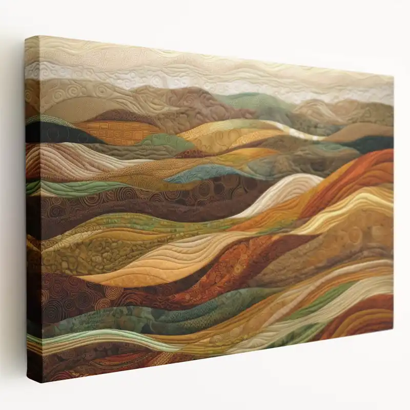 Limited Edition Earthy Hills Autumn Wall Art - Brown and Olive Green Landscape Decor