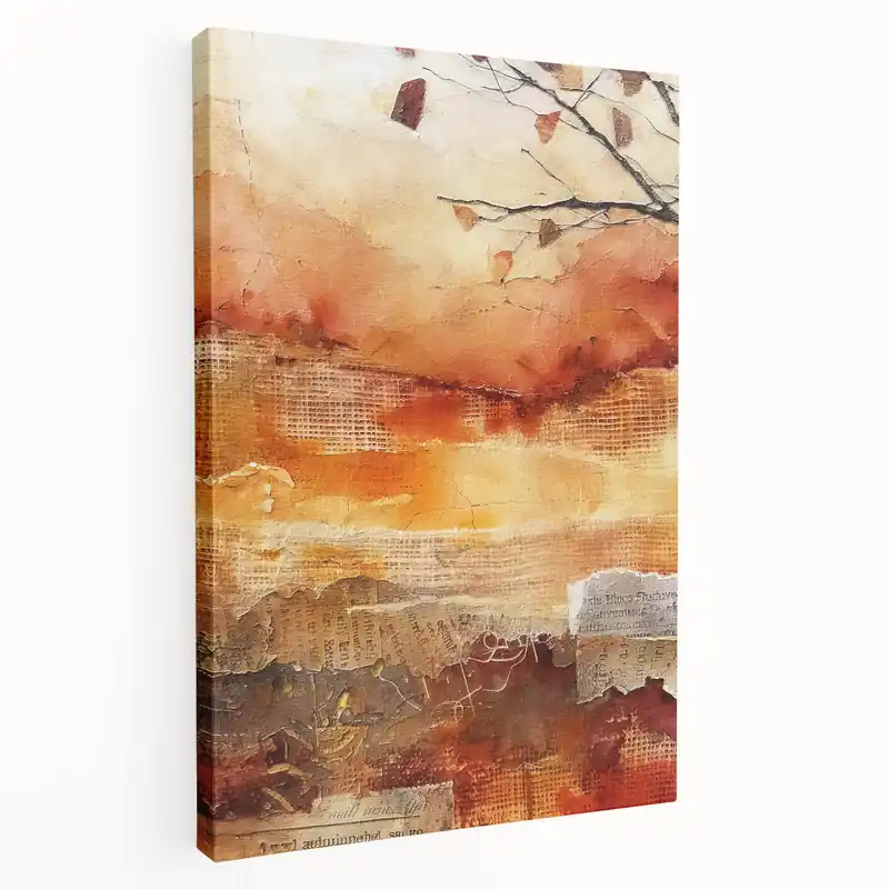 Hot Deal Sunset Fall Wall Art - Warm Orange and Red Abstract Autumn Decor