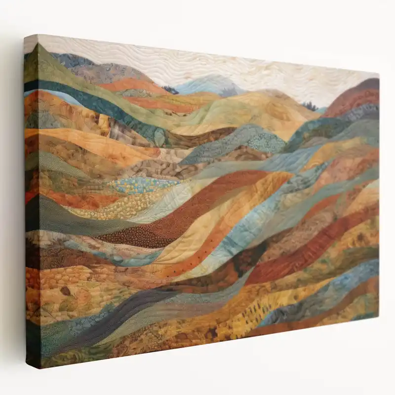 Hot Picks Quilted Autumn Hills Wall Art - Warm Fall Landscape Decor for Home