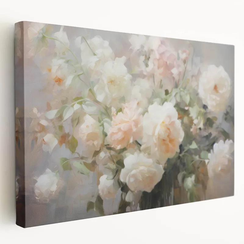 Place Order Vintage Botanical Art Prints – Soft Pink Roses in Vase Illustration