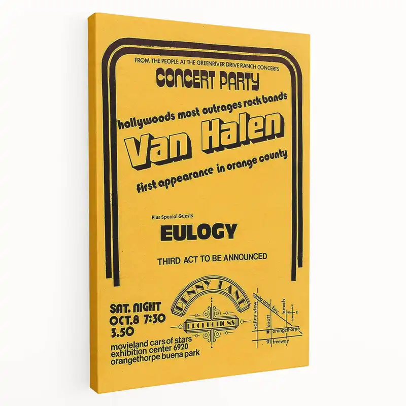 Modern Van Halen 1974 First Orange County Appearance Poster - Retro Art